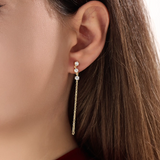 14k Gold Dangle Chain Vermeil Earrings - BRENNMORE 