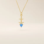 Sagittarius zodiac symbol pendant necklace in 14k solid gold with turquoise gemstone.