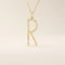 Slim initial letter necklace in 14k solid gold, accented with tiny moissanites for subtle sparkle. A sleek and personal everyday accessory.