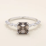 14k solid gold cushion cut lab grown smoky grey quartz engagement ring for women