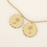 Birth Flower Engravable Pendant Necklace