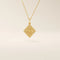 Unique 14k solid gold clover motif necklace featuring a smooth, plain pendant in a four-leaf design, symbolizing luck and elegance, perfect for everyday wear.