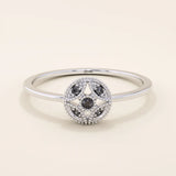 14K SOLID GOLD classic VINTAGE design and stunning black stones with intricate milgrain detailing ENGAGEMENT RING FOR WOMEN