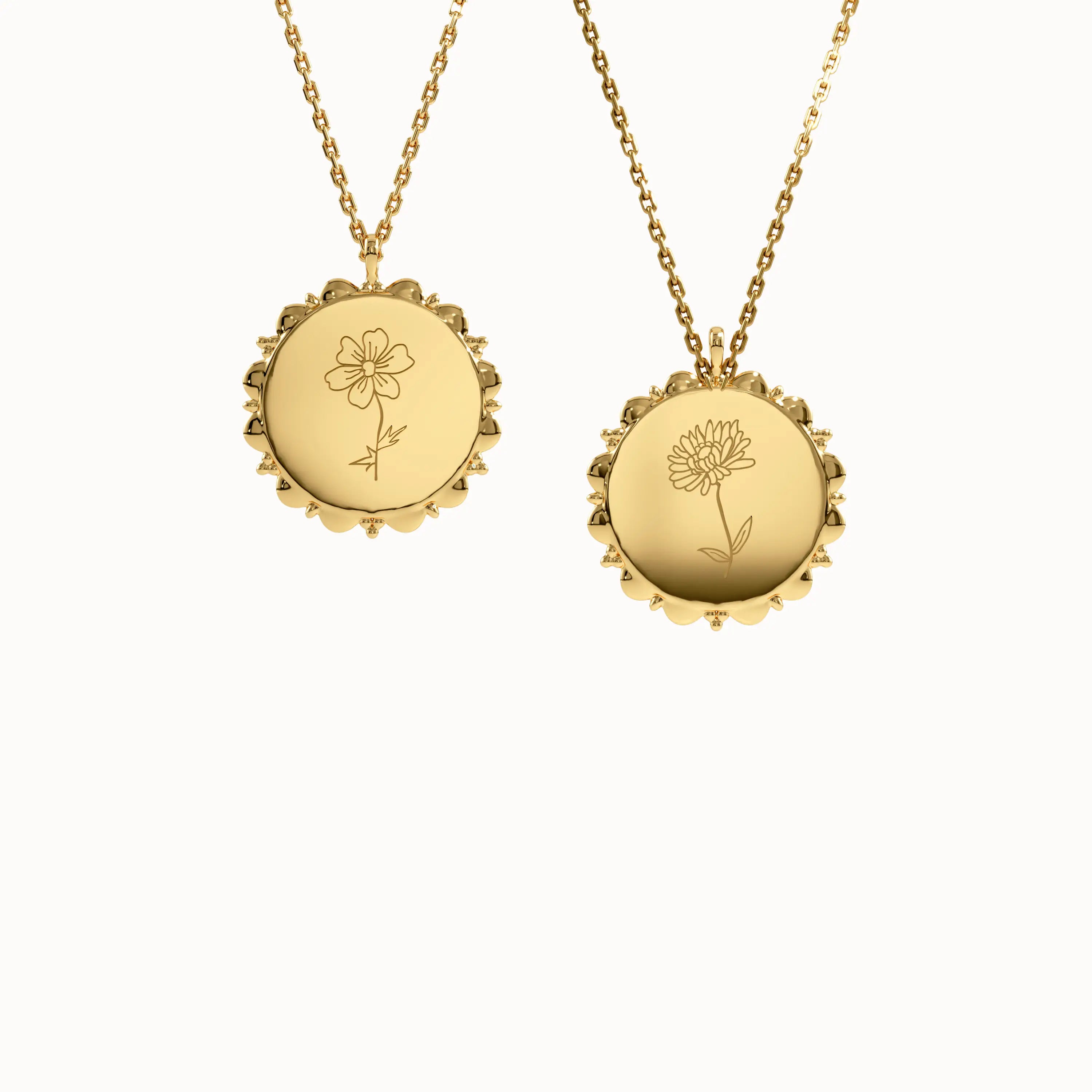 Birth Flower Engravable Pendant Necklace - BRENNMORE 