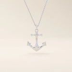 14k solid gold plain gold anchor pendant necklace for women