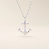 14k solid gold plain gold anchor pendant necklace for women
