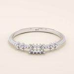 SOLITAIRE BAGUETTE TINY BEAD BAND ENGAGEMENT RING IN 14K SOLID YELLOW GOLD FOR WOMEN