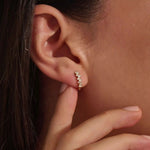 14k solid gold baguette cluster hoop earring for women