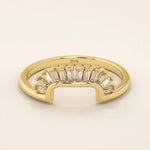 BAGUETTE SQUARE CURVE RING IN 14k SOLID GOLD