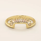 BAGUETTE SQUARE CURVE RING IN 14k SOLID GOLD