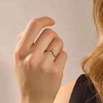 BAGUETTE SQUARE CURVE RING IN 14k SOLID GOLD