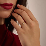 14k solid gold beaded band bezel set moissanite leaf vine stacking ring for women