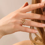 14k solid gold beaded band marquise pear moissanite stones stackable curve ring for women