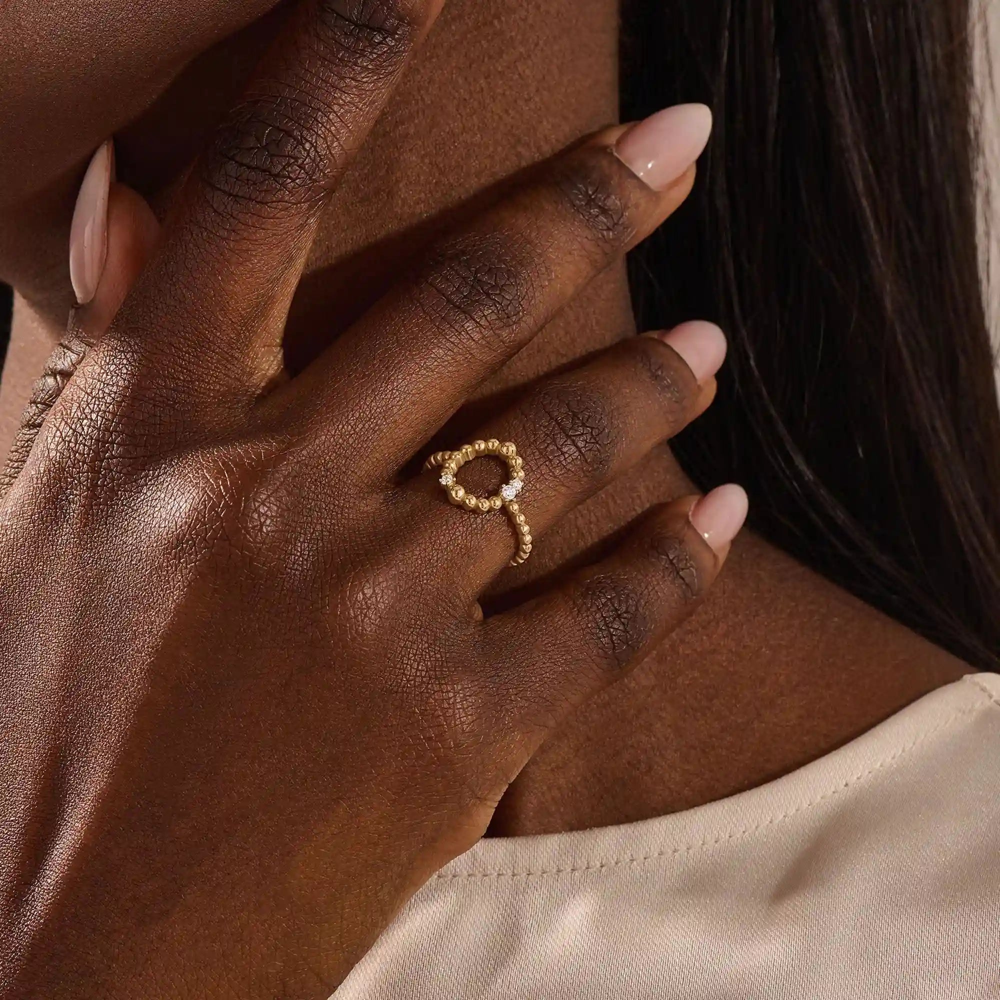 Beaded Karma Ring in 14k Gold