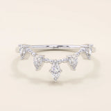 14k solid gold beaded band marquise pear moissanite stones stackable curve ring for women