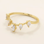 14k solid gold beaded band marquise pear moissanite stones stackable curve ring for women