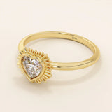 14k solid gold 5mm heart cut moissanite bezel solitaire statement ring for women