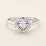 14k solid gold 5mm heart cut moissanite bezel solitaire statement ring for women