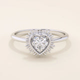 14k solid gold 5mm heart cut moissanite bezel solitaire statement ring for women
