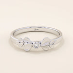 14k solid gold bezel set small moissanite leaf stackable wedding ring for women