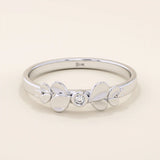 14k solid gold bezel set small moissanite leaf stackable wedding ring for women