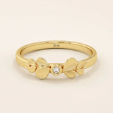 14k solid gold bezel set small moissanite leaf stackable wedding ring for women