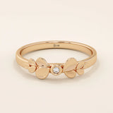 14k solid gold bezel set small moissanite leaf stackable wedding ring for women