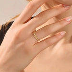 14k solid gold bezel set small moissanite leaf stackable wedding ring for women
