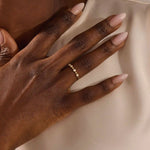14k solid gold beaded bezel moissanite stackable wedding ring for women