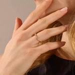 14k solid gold beaded bezel moissanite stackable wedding ring for women