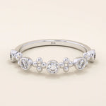 14k solid gold beaded bezel moissanite stackable wedding ring for women