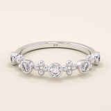 14k solid gold beaded bezel moissanite stackable wedding ring for women