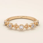 14k solid gold beaded bezel moissanite stackable wedding ring for women