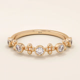 14k solid gold beaded bezel moissanite stackable wedding ring for women