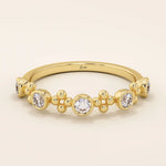 14k solid gold beaded bezel moissanite stackable wedding ring for women