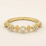 14k solid gold beaded bezel moissanite stackable wedding ring for women