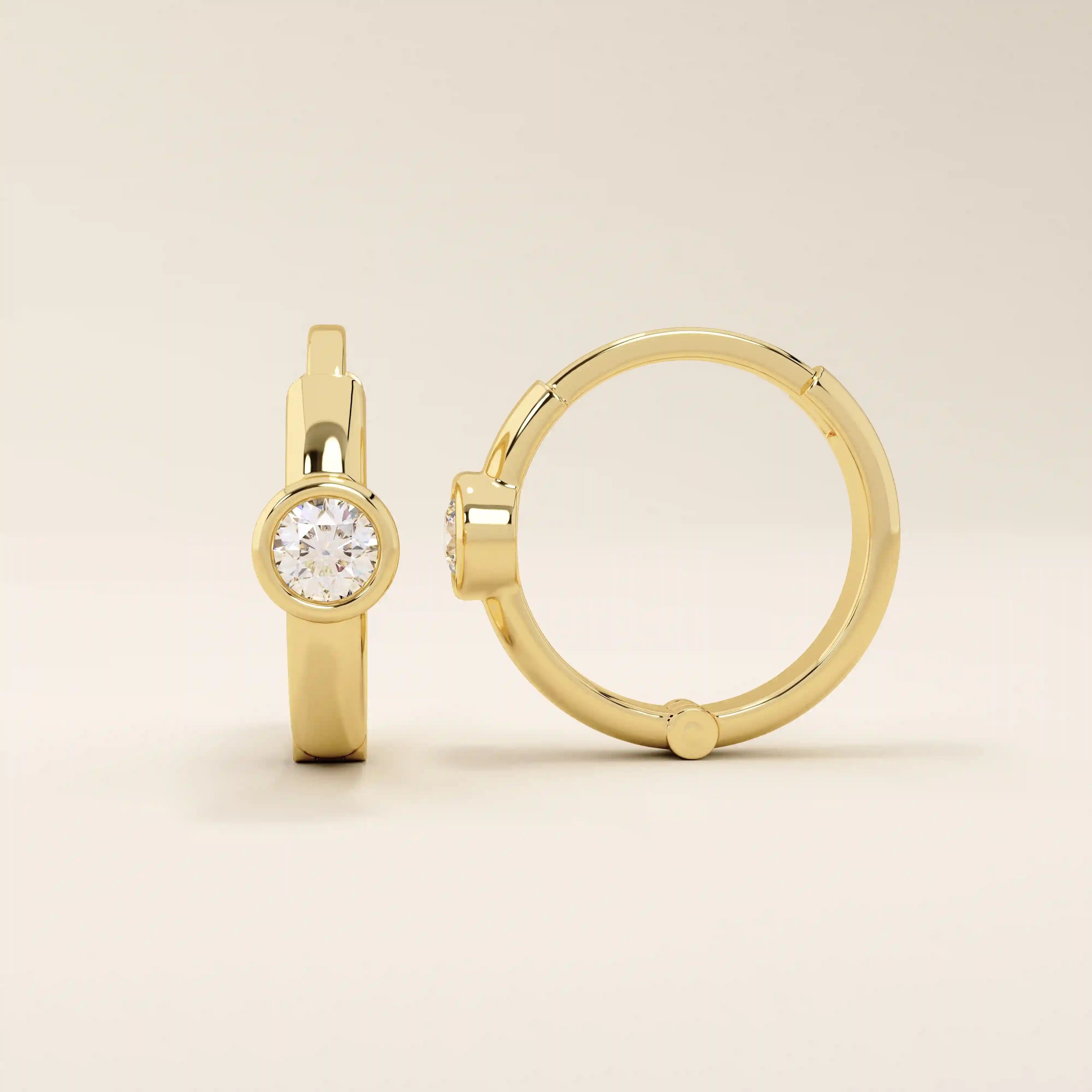 BEZEL HOOP EARRINGS IN 14K GOLD FOR WOMEN