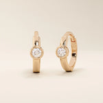 BEZEL HOOP EARRINGS IN 14K GOLD FOR WOMEN