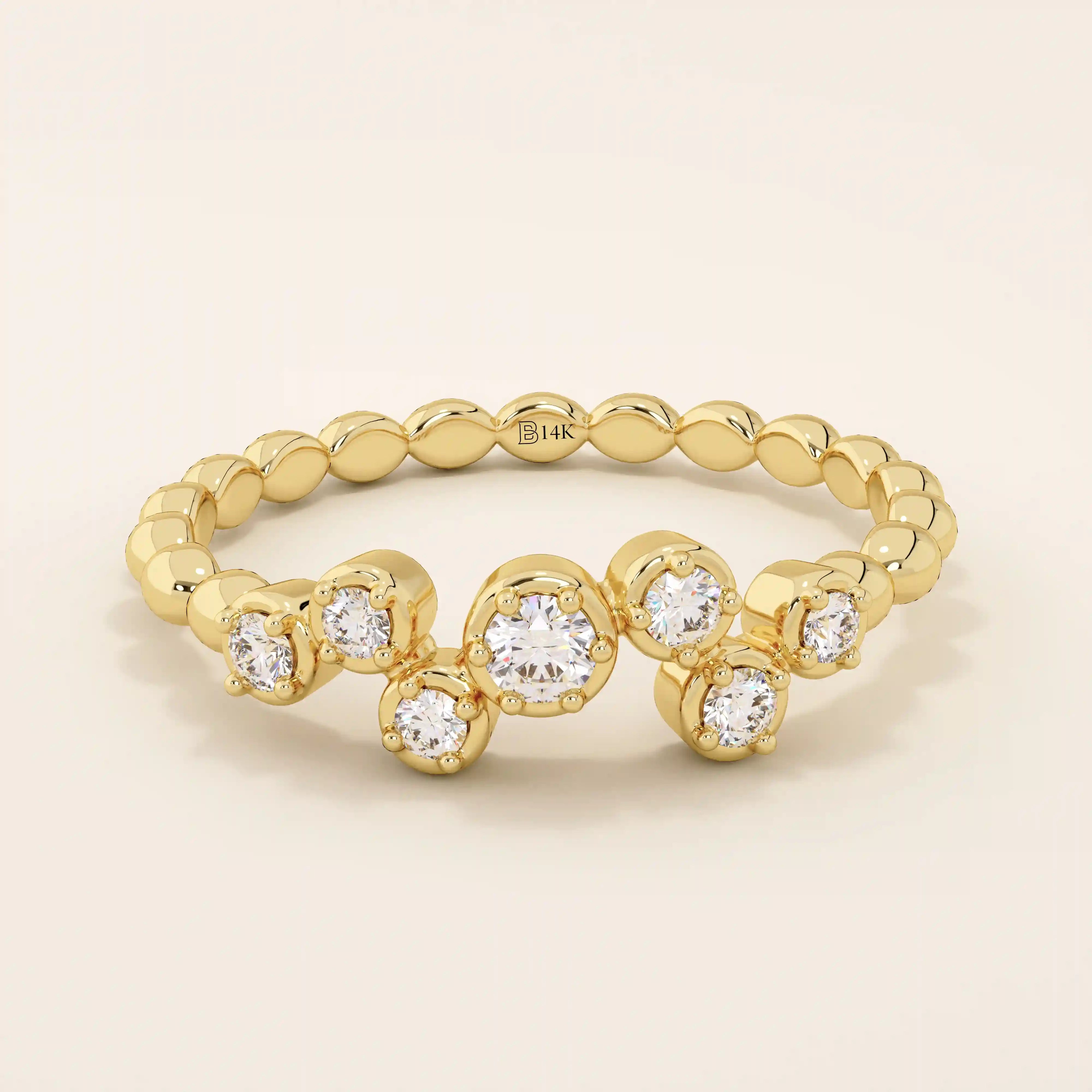 14k solid gold bezel set moissanite stacking wedding ring for women