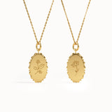 Oval Birth Flower Pendant Necklace brennmore