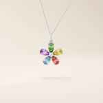 14k solid gold colorful pear birthstone flower cute pendant necklace for women