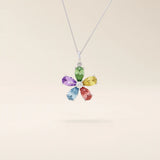 14k solid gold colorful pear birthstone flower cute pendant necklace for women