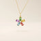 14k solid gold colorful pear birthstone flower cute pendant necklace for women