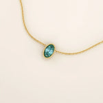 14K SOLID GOLD BIRTHSTONE OVAL SHAPE MOVING CHARM NECKLACE FOR WOMEN