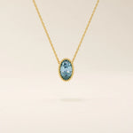 14K SOLID GOLD BIRTHSTONE OVAL SHAPE MOVING CHARM NECKLACE FOR WOMEN