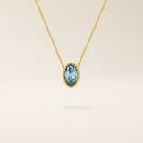 14K SOLID GOLD BIRTHSTONE OVAL SHAPE MOVING CHARM NECKLACE FOR WOMEN