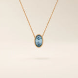 14K SOLID GOLD BIRTHSTONE OVAL SHAPE MOVING CHARM NECKLACE FOR WOMEN