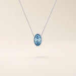 14K SOLID GOLD BIRTHSTONE OVAL SHAPE MOVING CHARM NECKLACE FOR WOMEN