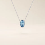 14K SOLID GOLD BIRTHSTONE OVAL SHAPE MOVING CHARM NECKLACE FOR WOMEN