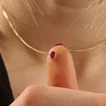 14K SOLID GOLD PEAR SHAPE PINK STONE MOVING CHARM NECKLACE